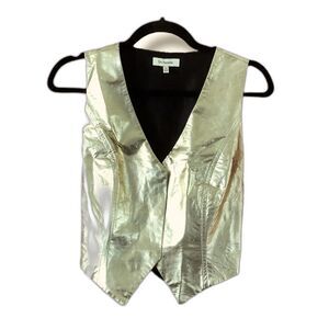 Du Paradis Dylan Gold Vest NWOT Size Small Metallic Party Festival